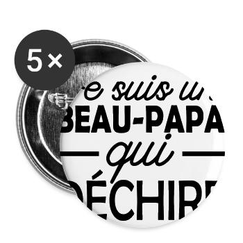 je suis un beau papa qui déchire - Lot de 5 grands badges (56 mm) - blanc - Devant