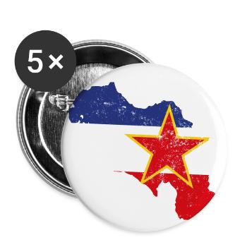 Balkan Yugoslavia Nostalgie Geschenkidee - Buttons groß 56 mm (5er Pack) - Weiß - Vorne