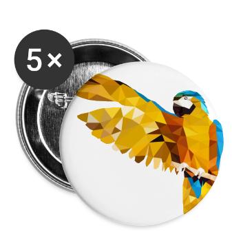 Oiseau polygone perroquet - Lot de 5 grands badges (56 mm) - blanc - Devant