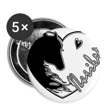 Coeur de cheval Noriker - Lot de 5 grands badges (56 mm) - blanc - Devant