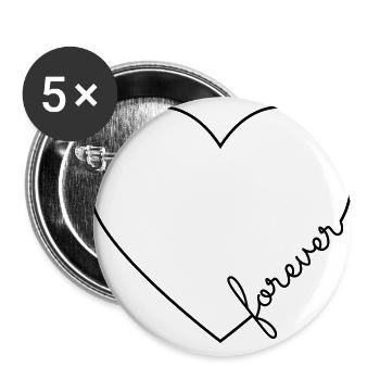 Forever heart line frame - Buttons large 2.2''/56 mm (5-pack) - white - Front
