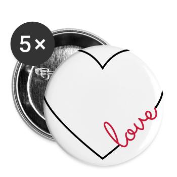 Cadre coeur d'amour - Lot de 5 grands badges (56 mm) - blanc - Devant