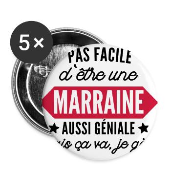 pas facile d'être une marraine aussi géniale - Lot de 5 grands badges (56 mm) - blanc - Devant