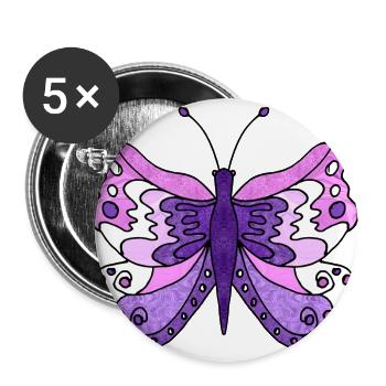 Schmetterling - Buttons groß 56 mm (5er Pack) - Weiß - Vorne