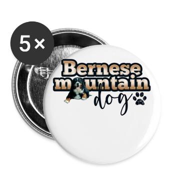 Berner Sennenhund - Buttons groß 56 mm (5er Pack) - Weiß - Vorne