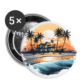 Ocean vibes, beach vibes, sunset on the beach, oce - Buttons large 2.2''/56 mm (5-pack) - white - Front