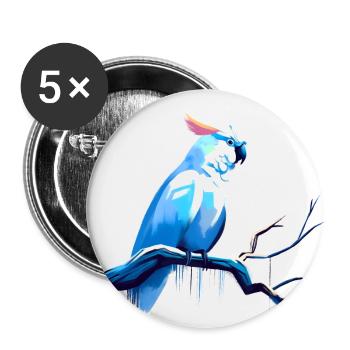 Kakadu auf Ast - Buttons groß 56 mm (5er Pack) - Weiß - Vorne