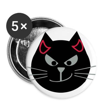 Katze mit Teufelshörnern - Buttons groß 56 mm (5er Pack) - Weiß - Vorne
