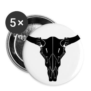 cooler Rinderschädel - Buttons groß 56 mm (5er Pack) - Weiß - Vorne