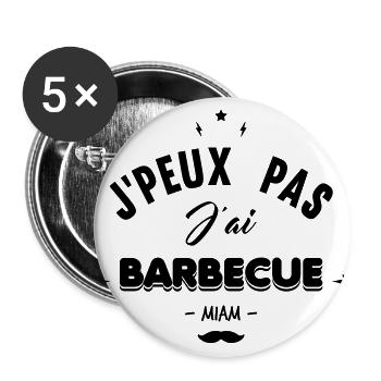 j'peux pas j'ai barbecue - Lot de 5 grands badges (56 mm) - blanc - Devant