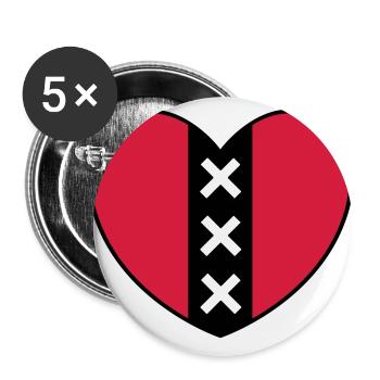 Heart with the symbol of the city of Amsterdam - Buttons large 2.2''/56 mm (5-pack) - white - Front