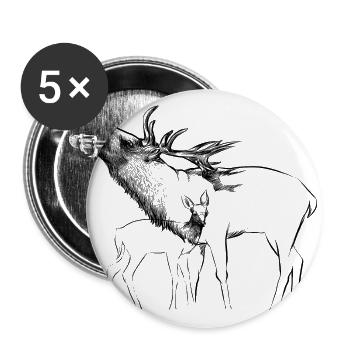 cerf - Lot de 5 grands badges (56 mm) - blanc - Devant