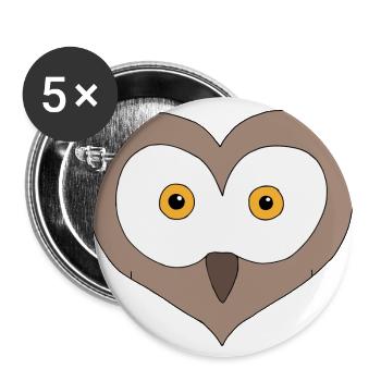 Herz-Eule - Buttons groß 56 mm (5er Pack) - Weiß - Vorne