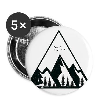 Berge - Buttons groß 56 mm (5er Pack) - Weiß - Vorne