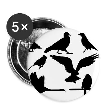 oiseaux - Lot de 5 grands badges (56 mm) - blanc - Devant