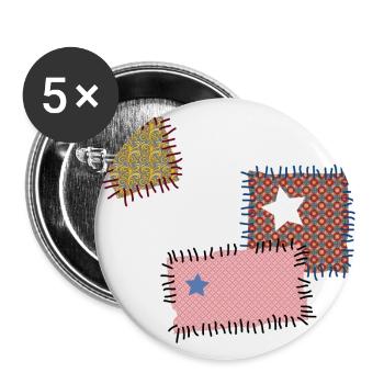 rapiéçage suture aiguille à coudre Patchwork étoiles - Lot de 5 grands badges (56 mm) - blanc - Devant