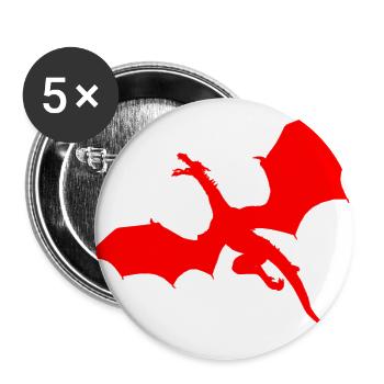 Red dragon motif - Buttons large 2.2''/56 mm (5-pack) - white - Front