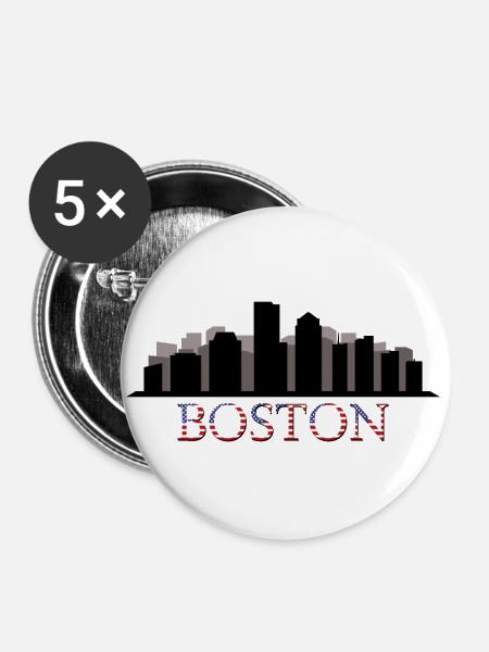 boston Skyline - Buttons groß 56 mm (5er Pack) - Weiß