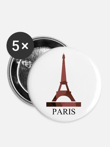 Eiffelturm - Buttons groß 56 mm (5er Pack) - Weiß