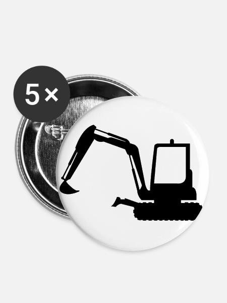 Bagger - Buttons groß 56 mm (5er Pack) - Weiß