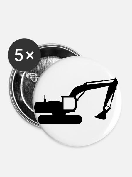 Bagger - Buttons groß 56 mm (5er Pack) - Weiß