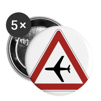 airplane aeroplane flugzeug heissluftballon air ba - Buttons groß 56 mm (5er Pack) - Weiß - Vorne