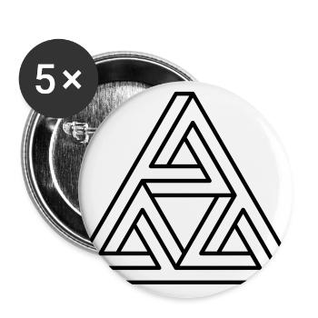 impossible chiffre Hipster géométrie triangle Escher - Lot de 5 grands badges (56 mm) - blanc - Devant