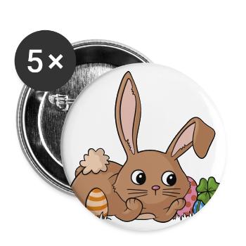 Träumender Comic Osterhase - Buttons groß 56 mm (5er Pack) - Weiß - Vorne