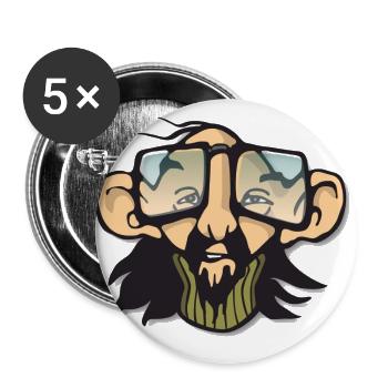 Kühler Mann mit Brille - Buttons groß 56 mm (5er Pack) - Weiß - Vorne