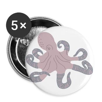 ARCTIC OCTOPUS - Buttons groß 56 mm (5er Pack) - Weiß - Vorne