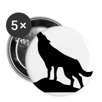 Wolf, Hund, Wolfshund - Buttons groß 56 mm (5er Pack) - Weiß - Vorne