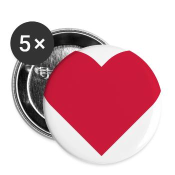coeur Saint Valentin amour cadeau partenaire relation - Lot de 5 grands badges (56 mm) - blanc - Devant
