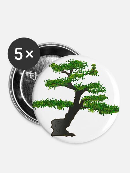 Bonsai - Buttons groß 56 mm (5er Pack) - Weiß