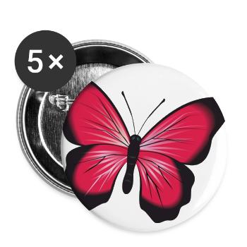 Roter Rosa Schmetterling Geschenk Idee - Buttons groß 56 mm (5er Pack) - Weiß - Vorne