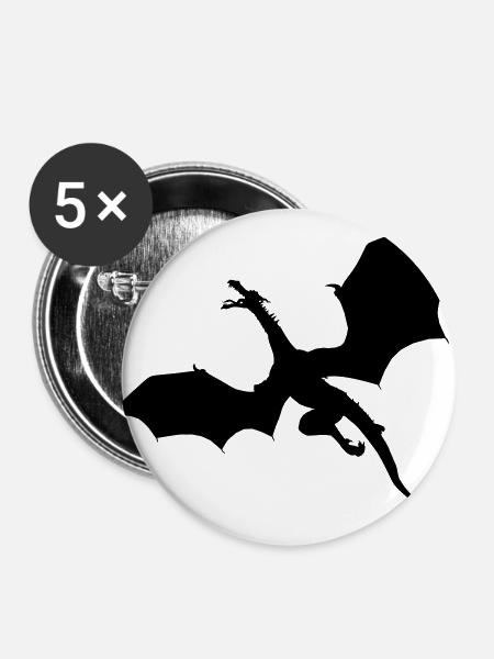 Flying dragon - Buttons large 2.2''/56 mm (5-pack) - white