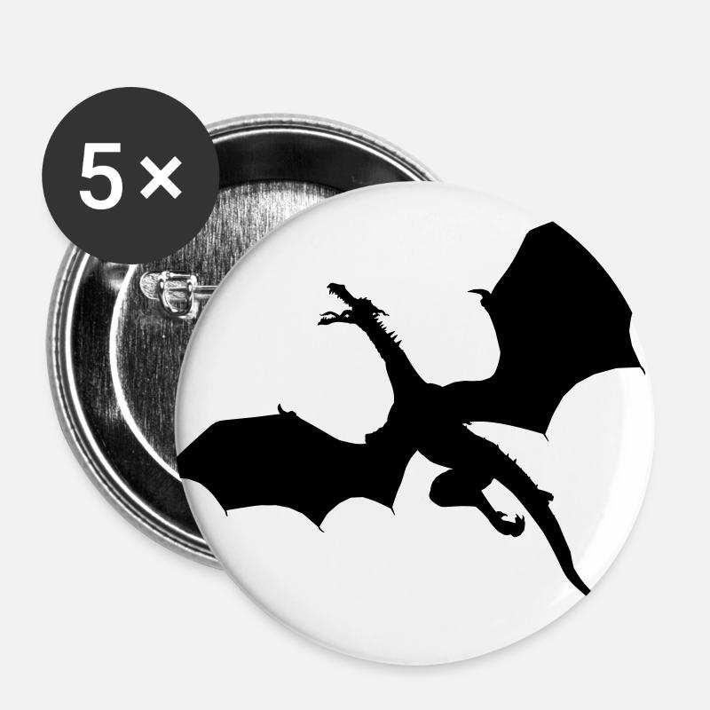 Flying dragon - Buttons large 2.2''/56 mm (5-pack) - white