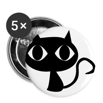 Black cat - Buttons large 2.2''/56 mm (5-pack) - white - Front