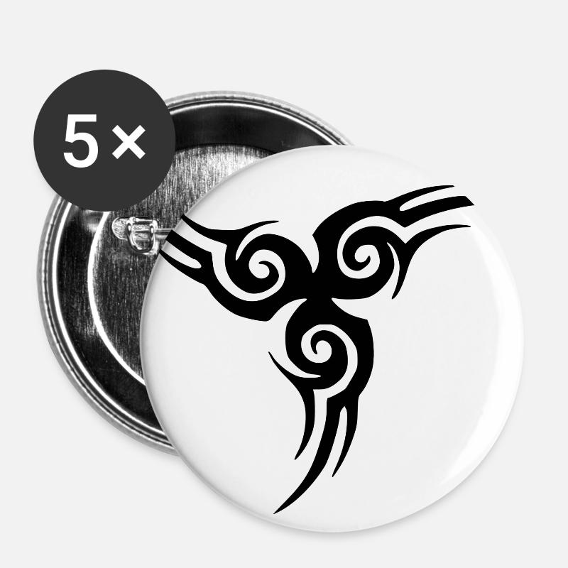 Tribal tattoo - Buttons large 2.2''/56 mm (5-pack) - white