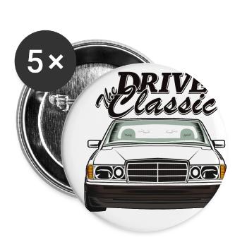 W201 190E conduire le classique - Lot de 5 grands badges (56 mm) - blanc - Devant