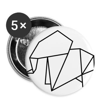 Elefant Origami Polygon - Buttons groß 56 mm (5er Pack) - Weiß - Vorne