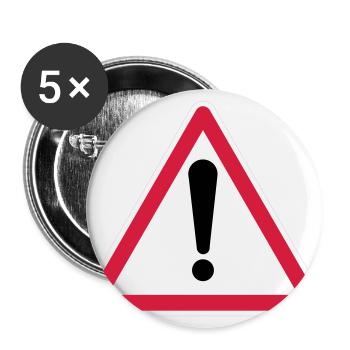 Warning! - Buttons large 2.2''/56 mm (5-pack) - white - Front