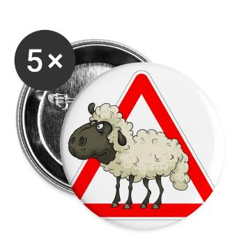 Schaf - Buttons groß 56 mm (5er Pack) - Weiß - Vorne
