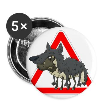 Schaf Wolf - Buttons groß 56 mm (5er Pack) - Weiß - Vorne