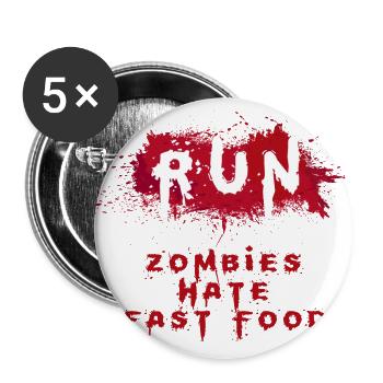 Zombies hate fast food ZOMBIE - Buttons large 2.2''/56 mm (5-pack) - white - Front