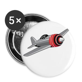 Pilot Luftfahrt Flugzeug Fliegen Geschenk - Buttons groß 56 mm (5er Pack) - Weiß - Vorne