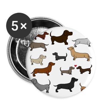 super mignon teckel , idée cadeau - Lot de 5 grands badges (56 mm) - blanc - Devant