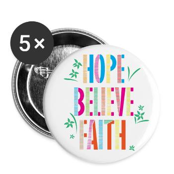 Hope Trust Faith Motivation Pattern - Buttons large 2.2''/56 mm (5-pack) - white - Front