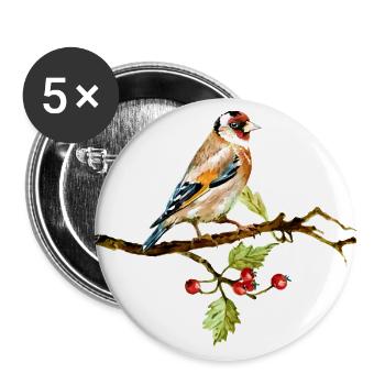oiseau - Lot de 5 grands badges (56 mm) - blanc - Devant