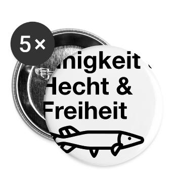 Einigkeit und Hecht und Freiheit - Angler - Angeln - Buttons groß 56 mm (5er Pack) - Weiß - Vorne