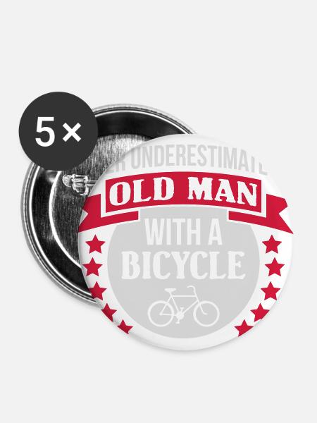 Old Man With A Bicycle - Buttons groß 56 mm (5er Pack) - Weiß